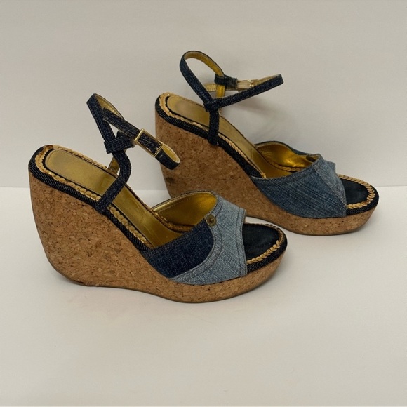 Dolce & Gabbana Vintage Blue Jean Cork Wedges size 35 - Picture 10 of 13